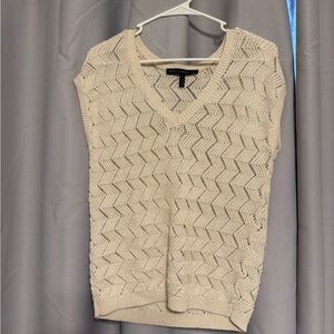 White House Black Market V-Neck Cream Sweater